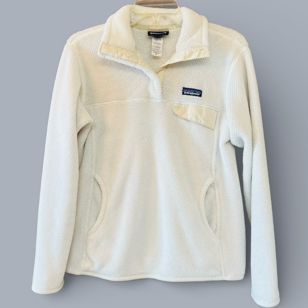 Patagonia Fleece Pullover Women's Re-Tool Snap-T Sz M Ivory Cream - Picture 3 of 15
